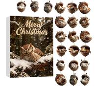 2025 Forest Animal Acorn Ornaments Christmas Advent Calendar, 2D Flat Acrylic Forests Pine Cones Animal Figures, 24PCS Acorns Animals Hanging Christmas Ornaments (#B)