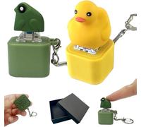 2025 Frog Croaking Fidget Toy, Rechargeable Quacking Duck Keychain, Stress Reliever with Colorful Lights, Satisfying Click Sounds, Fun & Portable Anxiety Relief, Bag Pendant