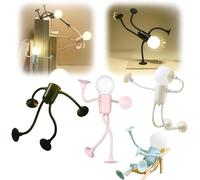 2025 Fun Night Light with Suction Cup,Changeable Shape Funny Sportsman,Cute Light Bulb Man minis Night Light,Bendable Desk Lamp Ornaments for Home (4PCS)