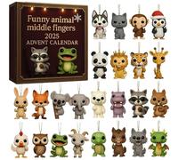 2025 Funny Animal Middle Fingers Advent Calendar,24 Days of Surprise Christmas Countdown Calendar with Middle Fingers Animal Christmas Hanging Ornaments,Middles Finger Gifts,Gag Gift for Adults