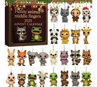 2025 Funny Animal Middle Fingers Advent Calendar, 24Days of Surprise Christmas Countdown Calendar with Middle Fingers Animal Christmas Hanging Ornaments, Middle Finger Gag Gifts for Adults