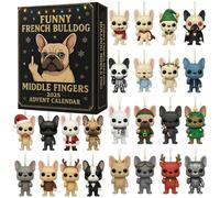 2025 Funny French Bulldog Advent Calendar, 24 Days Fun Middle Finger French Bulldog Advent Calendar, 24 Days Hilarious Frenchie Surprises, Halloween Xmas Countdown Calendar Gifts (1PCS)