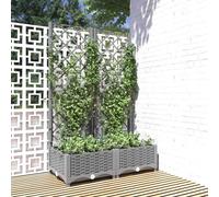 vidaXL Garden Planter w/ Trellis Light Grey 80x40x121.5 cm, Grey