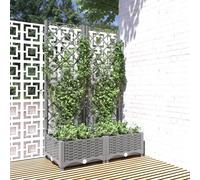 (light grey, 80 x 40 x 121.5 cm) vidaXL Garden Planter with Trellis PP Outdoor Raised Bed Flower Pot Planter