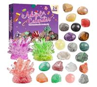 2025 Gemstone &Crystal Advent Calendar, 24 Days Christmas Countdown with 24 Kinds of Healing Crystals Gem Rocks, Crystal Growing Kit & Science Learning Toy for Adults, Kids, Teens & Women