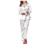 2025-Generisch Robe Nightdress Pyjamas Long Women Women's Set Pyjamas Satin Underwear Body Lingerie Backless, White, L
