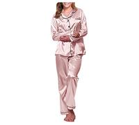 2025-Generisch Robe Nightdress Pyjamas Long Women Women's Set Pyjamas Satin Underwear Body Lingerie Backless, pink, M