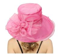 2025-Generisch Women's Summer Dress Hat, Wide Leaf Flower Bridal Shower Hat, Sun Hat, Beach Hat, Toddler Sun Hat Boy, Hot Pink, One Size