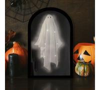 2025 Ghost Hologram Mirror, 35x20cm Floating Ghosts Mirror Indoor Halloween Decor, Halloween Ghostmirror Eerie Haunted House Apparition for Bedroom, Kitchen, Fireplace Scary Party Supplies