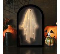 2025 Ghost Hologram Mirror, 35x20cm Floating Ghosts Mirror Indoor Halloween Decor, Halloween Ghostmirror Eerie Haunted House Apparition for Bedroom, Kitchen, Fireplace Scary Party Supplies