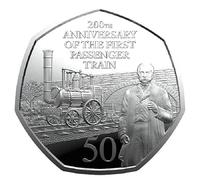 2025 Gibraltar 200th Anniversary of the First Passenger Steam UNC 50p in Heptagon Acrilyc Coin Holder