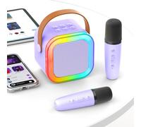 Kids Karaoke Machine 2 Microphones: Gift for Girls Boys Kids Birthday Present - Mini Karaoke Machine with Karaoke Wireless Microphones - Portable Music Speaker Toy for Ages 3-12 Child - Purple 2 Mics