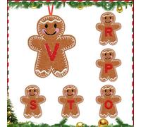 2025 Gingerbread Alphabet Ornaments for Christmas Tree Decorations, Mini Monogram Letters for DIY Holiday Crafts & Gifts (V)
