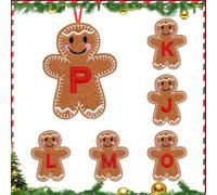 2025 Gingerbread Alphabet Ornaments for Christmas Tree Decorations, Mini Monogram Letters for DIY Holiday Crafts & Gifts (P)
