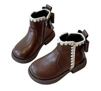 2025 Girls' Winter Boots with Warm and Thick for Snow Weather Slip On Casual Boots Suitable for Children and Teenagers with Bow Design Style Diva Girls (Brown, 13 Big Kids)