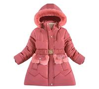 2025 Girls Winter Padded Thickened Medium Length Foreign Style Outside The Jacket Little Girl Fashion Jacket Girls Winter Size 4 (Watermelon Red, 7-8 Years)