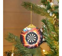 2025 Glass Christmas Tree Ornaments Round Hanging Pendant Dart Board Xmas Tree Decorations for Party Wedding Fireplace Outdoor