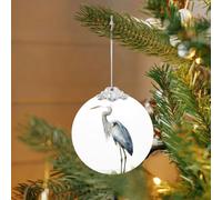 2025 Glass Christmas Tree Ornaments Round Hanging Pendant Long-Beaked Heron Xmas Tree Decorations for Party Wedding Fireplace Outdoor