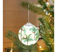 2025 Glass Christmas Tree Ornaments Round Hanging Pendant Summer Coconut Tree Xmas Tree Decorations for Party Wedding Fireplace Outdoor