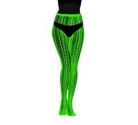 2025 Glow in the Dark Fishnet Tights with Striped Pattern and Glow in the Dark for Women Transparent, Marine, One Size