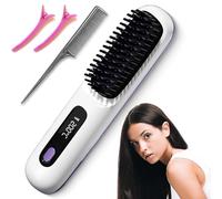 2025 Glowcept Hair Styler for Short Hair,Glow Wave Heated Brush,Go Brush Pro Cordless Hair Straightener Brush (White)
