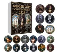 2025 Goddess Coin Advent Calendar, 24 Days Christmas Countdown Calendars with 24 Exquisite Collectible Coins, Countdown Surprise Gifts for Coin Collectors, Mythology Enthusiasts (Black)