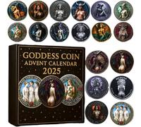 2025 Goddess Coin Advent Calendar - 24 Divine Feminine Themed Collectible Coins (Including Medusa Witch), Unique Holiday Gifts for Her, Perfect for Coin Collectors & Mythology Lovers