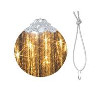 2025 Gold Sequin Sparkle Print Christmas Metal Buckle Glass Round Pendant Ornaments,Xmas Tree Decoration