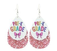 2025 Graduation Back to School Teacher Dangle Earrings for Women Glitter PU Leather Earring for Teachers Appreciation Gifts from Students, Leather Zinc, No Gemstone
