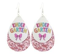 2025 Graduation Back to School Teacher Dangle Earrings for Women Glitter PU Leather Earring for Teachers Appreciation Gifts from Students, Leather Zinc, No Gemstone