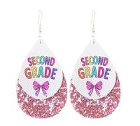 2025 Graduation Back to School Teacher Dangle Earrings for Women Glitter PU Leather Earring for Teachers Appreciation Gifts from Students, Leather Zinc, No Gemstone