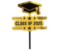 2025 Graduation Cupcake Toppers | Black and Gold Grad Cupcake Toppers 2025 - Acrylic Appetizer Picks Table Centerpieces for Home Classroom Kindergarten School College