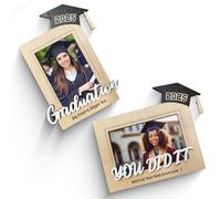2025 Graduation Gift Fridge Magnet Photo Frame-Class of 2025 Wooden Keepsake, Insert Your Own Picture, Meaningful Gift for Him Her, Friends-Celebrate Your Forever Moment (You did it)