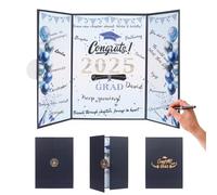2025 Graduation Guest Book Blue for Signing - Class of 2025 Signature Keepsake, Congrats Grad Memory Card Board - High School & College Graduation Decorations
