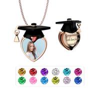 2025 Graduation Personalized Necklace with Birthstone Custom Photo Necklace Graduation Cap Engraved Text Great Gifts for Her Him Students Graduates, M, Alloy Steel, birthstone