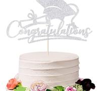 2025 Graduation Season Cake Decoration Insert For Party Use, Designed To Offer Lasting Visual Appeal With Paper Material(Silver)