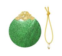 2025 Green Sequin Sparkle Print Christmas Metal Buckle Glass Round Pendant Ornaments,Xmas Tree Decoration