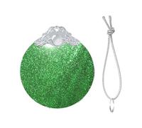 2025 Green Sequin Sparkle Print Christmas Metal Buckle Glass Round Pendant Ornaments,Xmas Tree Decoration