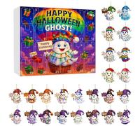 2025 Halloween 2D Ornaments Countdown Set, Acrylic Spooky Handmade Halloween Calendar Gnome (Decor For Holiday Advent