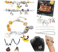 2025 Halloween Advent Calendar Bracelet, Halloween Treasures Charm Bracelet with 20 Cute Charms, DIY Bracelet Jewelry Countdown Calendar Box for Trick-or-Treat, Party Accessory, Gifts (A1)