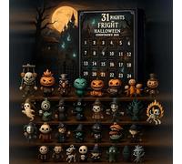 2025 Halloween Advent Figurines, 31 Nights of Fright Mystery Toys Advent Calendar,surprise Action Figures Toy Hanging Charms Decorations for Kids, Halloween Gifts 31 days