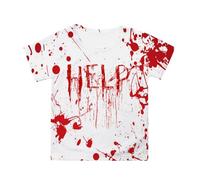 2025 Halloween Bloody Shirt Help Blood Splatter Halloween Blood Stained T-Shirt Designer Tops for Girls (White, 8-9 Years)