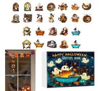 2025 Halloween Calendar | 24 Day Halloween Countdown Calendar,Acrylic Collectible Ornament, 2D Ghost Keepsake for Family Students Adults Kids Friends Living Room Mantel Wall Fence Window