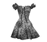 2025 Halloween Costume Mini Dress Female Short Sleeve Puff Color Blood Printed Blood Scatters Bloody Horror Blood Off Shoulder Short A-Line Chic And Elegant Dress
