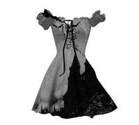 2025 Halloween Costume Mini Dress Female Short Sleeve Puff Color Blood Printed Blood Scatters Bloody Horror Blood Off Shoulder Short A-Line Chic And Elegant Dress
