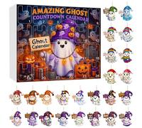 2025 Halloween Countdown Advent Calendar with Adorable 2D Ghosts - Spooky Cute Ghost Design with Doors & Ornaments, Kids Fun Counting Gift & Home Decor (C)