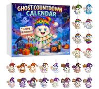 2025 Halloween Countdown Advent Calendar with Adorable 2D Ghosts - Spooky Cute Ghost Design with Doors & Ornaments, Kids Fun Counting Gift & Home Decor (G)
