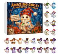 2025 Halloween Countdown Advent Calendar with Adorable 2D Ghosts - Spooky Cute Ghost Design with Doors & Ornaments, Kids Fun Counting Gift & Home Decor (F)