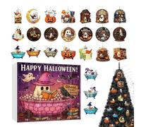 2025 Halloween Countdown Calendar, 24 Days Spooky Ghost Bubble Bath Ornament Halloween Advent Calendars, Spooky Ghost Reading Book Decor For Holiday
