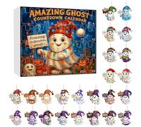 2025 Halloween Countdown Calendar,2D Acrylic 24 Days Advent Calendar Ghost Bubble Bath Ornament Advent Calendars,Cute Spooky Mystery Ghost Reading Book Decor,Funny Ghost Gift for Family Friend